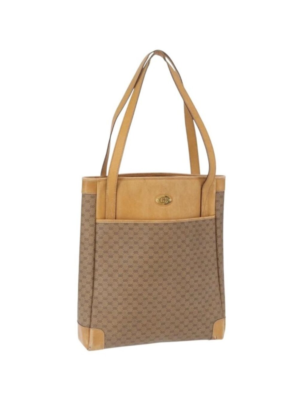 GUCCI GG Supreme Tote Bag PVC Beige Gold 002 37 0035